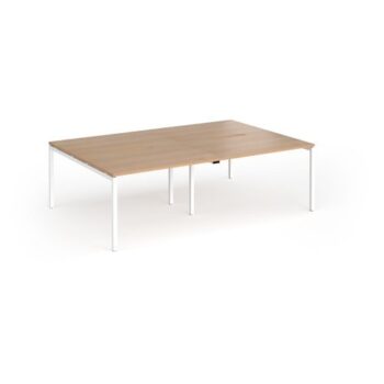 Connex Goal-Post 2400 x 1600 x 725mm Back to Back Desk ( 4 x 1200mm ) - White Frame / Beech Top - GCO2416-WH-B