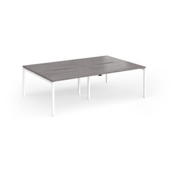 Connex Goal-Post 2400 x 1600 x 725mm Back to Back Desk ( 4 x 1200mm ) - White Frame / Grey Oak Top - GCO2416-WH-GO