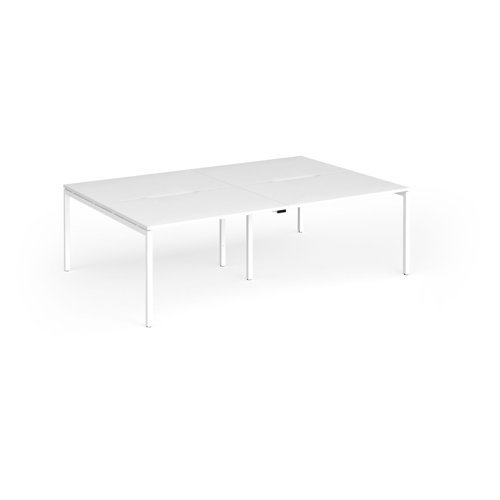 Connex Goal-Post 2400 x 1600 x 725mm Back to Back Desk ( 4 x 1200mm ) - White Frame / White Top - GCO2416-WH-WH
