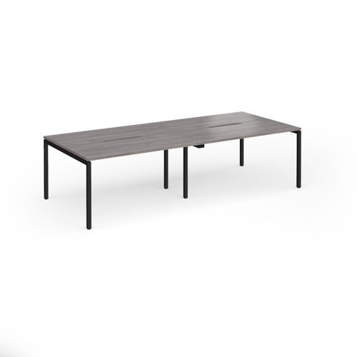 Connex Goal-Post 2800 x 1200 x 725mm Back to Back Desk ( 4 x 1400mm ) - Black Frame / Grey Oak Top - GCO2812-K-GO