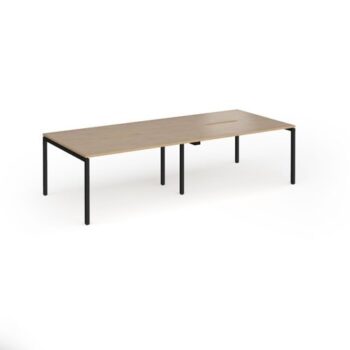 Connex Goal-Post 2800 x 1200 x 725mm Back to Back Desk ( 4 x 1400mm ) - Black Frame / Kendal Oak Top - GCO2812-K-KO
