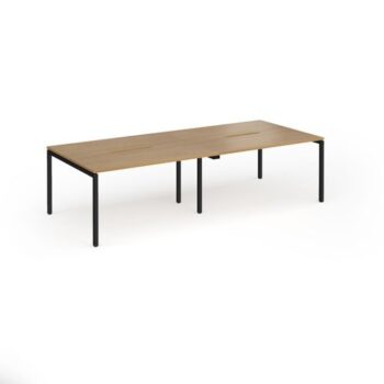 Connex Goal-Post 2800 x 1200 x 725mm Back to Back Desk ( 4 x 1400mm ) - Black Frame / Oak Top - GCO2812-K-O