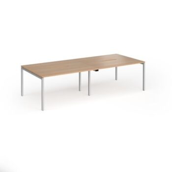 Connex Goal-Post 2800 x 1200 x 725mm Back to Back Desk ( 4 x 1400mm ) - Silver Frame / Beech Top - GCO2812-S-B