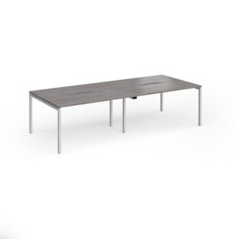 Connex Goal-Post 2800 x 1200 x 725mm Back to Back Desk ( 4 x 1400mm ) - Silver Frame / Grey Oak Top - GCO2812-S-GO