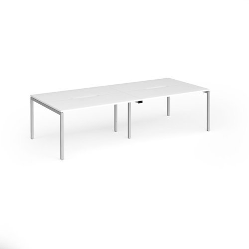 Connex Goal-Post 2800 x 1200 x 725mm Back to Back Desk ( 4 x 1400mm ) - Silver Frame / White Top - GCO2812-S-WH