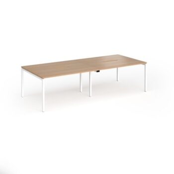 Connex Goal-Post 2800 x 1200 x 725mm Back to Back Desk ( 4 x 1400mm ) - White Frame / Beech Top - GCO2812-WH-B