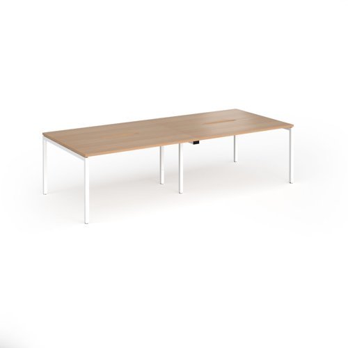 Connex Goal-Post 2800 x 1200 x 725mm Back to Back Desk ( 4 x 1400mm ) - White Frame / Beech Top - GCO2812-WH-B