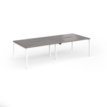Connex Goal-Post 2800 x 1200 x 725mm Back to Back Desk ( 4 x 1400mm ) - White Frame / Grey Oak Top - GCO2812-WH-GO
