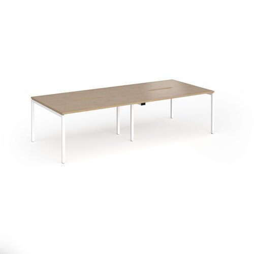 Connex Goal-Post 2800 x 1200 x 725mm Back to Back Desk ( 4 x 1400mm ) - White Frame / Kendal Oak Top - GCO2812-WH-KO