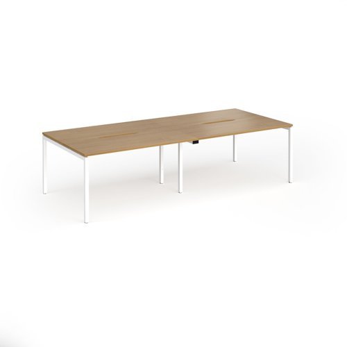 Connex Goal-Post 2800 x 1200 x 725mm Back to Back Desk ( 4 x 1400mm ) - White Frame / Oak Top - GCO2812-WH-O