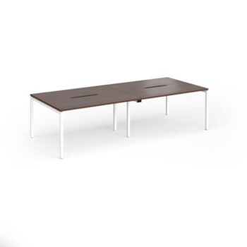 Connex Goal-Post 2800 x 1200 x 725mm Back to Back Desk ( 4 x 1400mm ) - White Frame / Walnut Top - GCO2812-WH-W