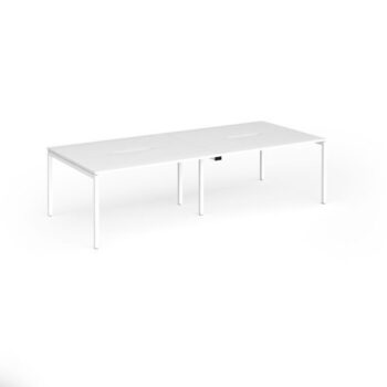 Connex Goal-Post 2800 x 1200 x 725mm Back to Back Desk ( 4 x 1400mm ) - White Frame / White Top - GCO2812-WH-WH