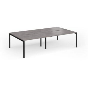 Connex Goal-Post 2800 x 1600 x 725mm Back to Back Desk ( 4 x 1400mm ) - Black Frame / Grey Oak Top - GCO2816-K-GO
