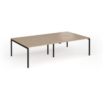 Connex Goal-Post 2800 x 1600 x 725mm Back to Back Desk ( 4 x 1400mm ) - Black Frame / Kendal Oak Top - GCO2816-K-KO