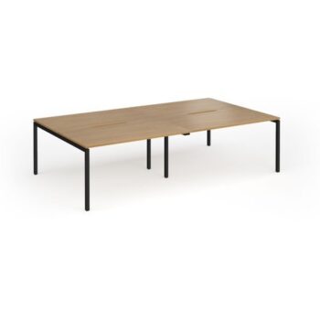 Connex Goal-Post 2800 x 1600 x 725mm Back to Back Desk ( 4 x 1400mm ) - Black Frame / Oak Top - GCO2816-K-O