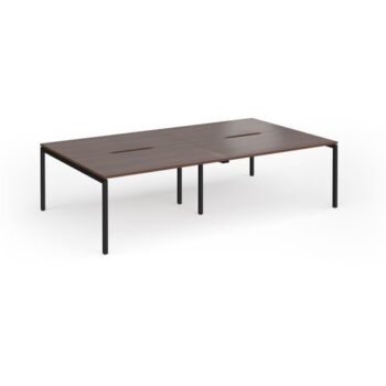 Connex Goal-Post 2800 x 1600 x 725mm Back to Back Desk ( 4 x 1400mm ) - Black Frame / Walnut Top - GCO2816-K-W