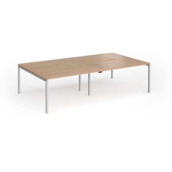 Connex Goal-Post 2800 x 1600 x 725mm Back to Back Desk ( 4 x 1400mm ) - Silver Frame / Beech Top - GCO2816-S-B