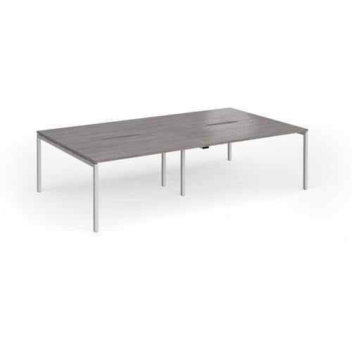 Connex Goal-Post 2800 x 1600 x 725mm Back to Back Desk ( 4 x 1400mm ) - Silver Frame / Grey Oak Top - GCO2816-S-GO