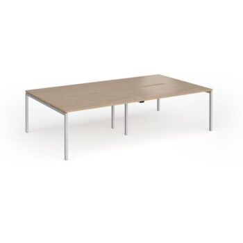 Connex Goal-Post 2800 x 1600 x 725mm Back to Back Desk ( 4 x 1400mm ) - Silver Frame / Kendal Oak Top - GCO2816-S-KO
