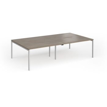 Connex Goal-Post 2800 x 1600 x 725mm Back to Back Desk ( 4 x 1400mm ) - Silver Frame / Nebraska Oak Top - GCO2816-S-NO