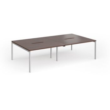 Connex Goal-Post 2800 x 1600 x 725mm Back to Back Desk ( 4 x 1400mm ) - Silver Frame / Walnut Top - GCO2816-S-W