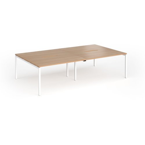 Connex Goal-Post 2800 x 1600 x 725mm Back to Back Desk ( 4 x 1400mm ) - White Frame / Beech Top - GCO2816-WH-B