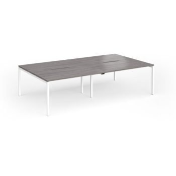 Connex Goal-Post 2800 x 1600 x 725mm Back to Back Desk ( 4 x 1400mm ) - White Frame / Grey Oak Top - GCO2816-WH-GO