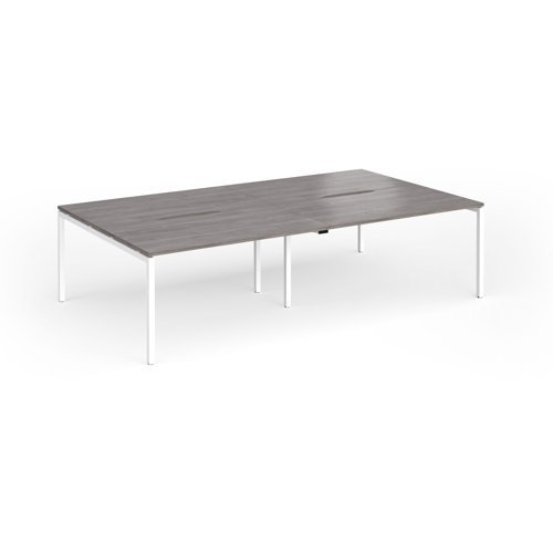 Connex Goal-Post 2800 x 1600 x 725mm Back to Back Desk ( 4 x 1400mm ) - White Frame / Grey Oak Top - GCO2816-WH-GO