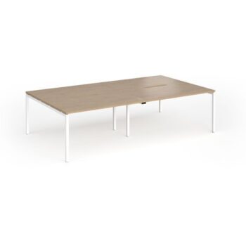 Connex Goal-Post 2800 x 1600 x 725mm Back to Back Desk ( 4 x 1400mm ) - White Frame / Kendal Oak Top - GCO2816-WH-KO