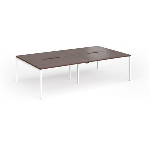 Connex Goal-Post 2800 x 1600 x 725mm Back to Back Desk ( 4 x 1400mm ) - White Frame / Walnut Top - GCO2816-WH-W