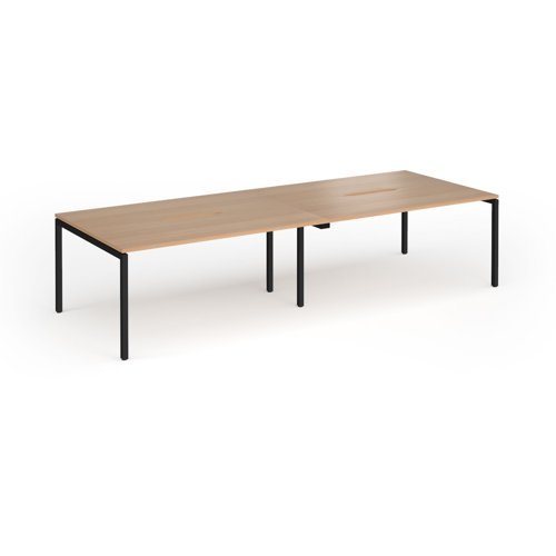 Connex Goal-Post 3200 x 1200 x 725mm Back to Back Desk ( 4 x 1600mm ) - Black Frame / Beech Top - GCO3212-K-B