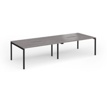 Connex Goal-Post 3200 x 1200 x 725mm Back to Back Desk ( 4 x 1600mm ) - Black Frame / Grey Oak Top - GCO3212-K-GO