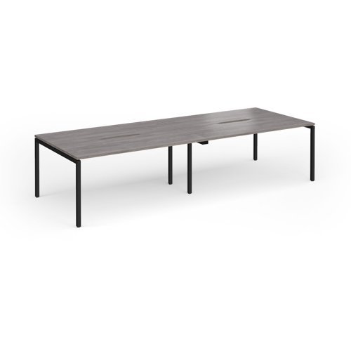 Connex Goal-Post 3200 x 1200 x 725mm Back to Back Desk ( 4 x 1600mm ) - Black Frame / Grey Oak Top - GCO3212-K-GO