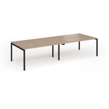 Connex Goal-Post 3200 x 1200 x 725mm Back to Back Desk ( 4 x 1600mm ) - Black Frame / Kendal Oak Top - GCO3212-K-KO