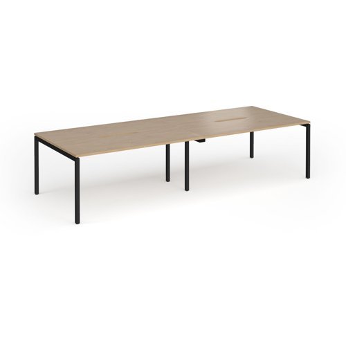 Connex Goal-Post 3200 x 1200 x 725mm Back to Back Desk ( 4 x 1600mm ) - Black Frame / Kendal Oak Top - GCO3212-K-KO
