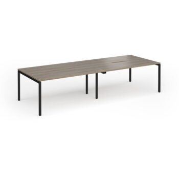 Connex Goal-Post 3200 x 1200 x 725mm Back to Back Desk ( 4 x 1600mm ) - Black Frame / Nebraska Oak Top - GCO3212-K-NO