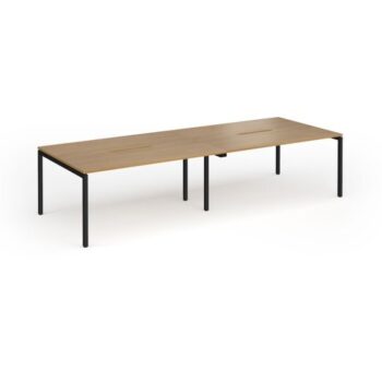 Connex Goal-Post 3200 x 1200 x 725mm Back to Back Desk ( 4 x 1600mm ) - Black Frame / Oak Top - GCO3212-K-O