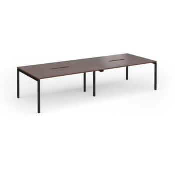 Connex Goal-Post 3200 x 1200 x 725mm Back to Back Desk ( 4 x 1600mm ) - Black Frame / Walnut Top - GCO3212-K-W