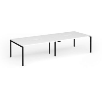 Connex Goal-Post 3200 x 1200 x 725mm Back to Back Desk ( 4 x 1600mm ) - Black Frame / White Top - GCO3212-K-WH