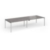 Connex Goal-Post 3200 x 1200 x 725mm Back to Back Desk ( 4 x 1600mm ) - Silver Frame / Grey Oak Top - GCO3212-S-GO