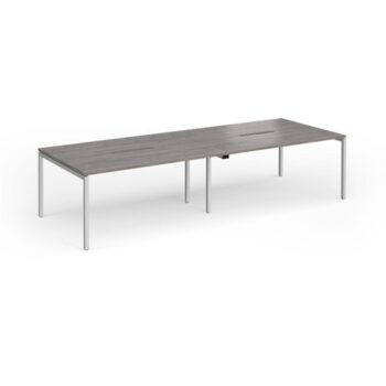 Connex Goal-Post 3200 x 1200 x 725mm Back to Back Desk ( 4 x 1600mm ) - Silver Frame / Grey Oak Top - GCO3212-S-GO