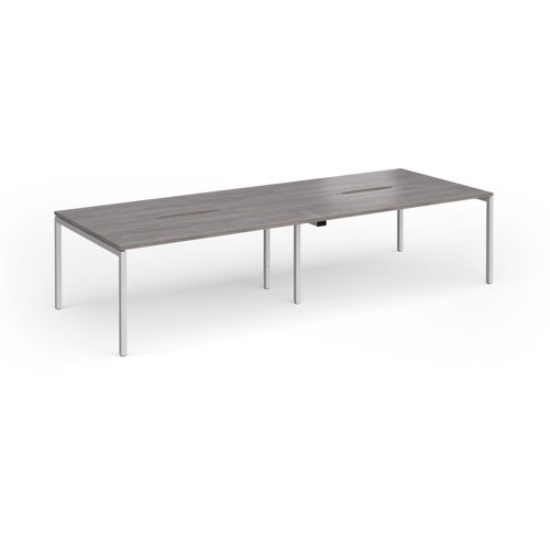 Connex Goal-Post 3200 x 1200 x 725mm Back to Back Desk ( 4 x 1600mm ) - Silver Frame / Grey Oak Top - GCO3212-S-GO