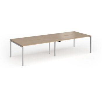 Connex Goal-Post 3200 x 1200 x 725mm Back to Back Desk ( 4 x 1600mm ) - Silver Frame / Kendal Oak Top - GCO3212-S-KO