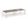 Connex Goal-Post 3200 x 1200 x 725mm Back to Back Desk ( 4 x 1600mm ) - Silver Frame / Nebraska Oak Top - GCO3212-S-NO