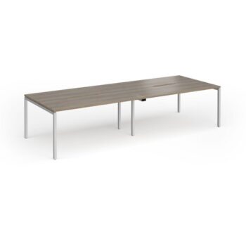 Connex Goal-Post 3200 x 1200 x 725mm Back to Back Desk ( 4 x 1600mm ) - Silver Frame / Nebraska Oak Top - GCO3212-S-NO