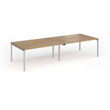Connex Goal-Post 3200 x 1200 x 725mm Back to Back Desk ( 4 x 1600mm ) - Silver Frame / Oak Top - GCO3212-S-O