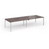 Connex Goal-Post 3200 x 1200 x 725mm Back to Back Desk ( 4 x 1600mm ) - Silver Frame / Walnut Top - GCO3212-S-W