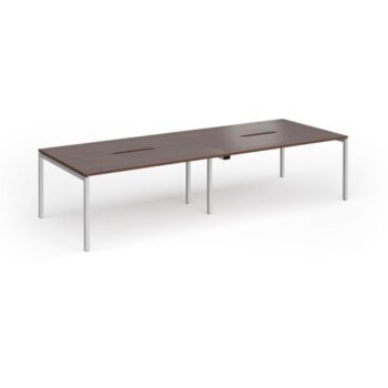 Connex Goal-Post 3200 x 1200 x 725mm Back to Back Desk ( 4 x 1600mm ) - Silver Frame / Walnut Top - GCO3212-S-W