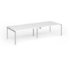 Connex Goal-Post 3200 x 1200 x 725mm Back to Back Desk ( 4 x 1600mm ) - Silver Frame / White Top - GCO3212-S-WH