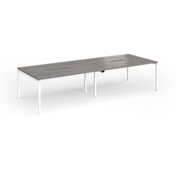 Connex Goal-Post 3200 x 1200 x 725mm Back to Back Desk ( 4 x 1600mm ) - White Frame / Grey Oak Top - GCO3212-WH-GO